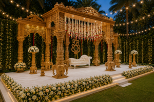 Mandap Portátil de Diseño Elegante para Bodas, con Base Cuadrada Tradicional con Forma de Elefante, Mandap de Madera para Bodas Hindúes, Instalación al Aire Libre - Product Image 2