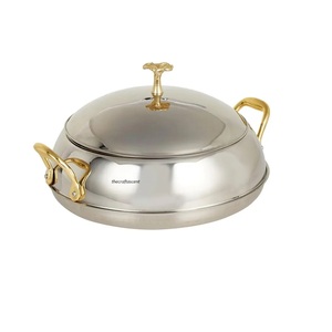 Casseroles en acier fini de gravure or et argent de haute qualité avec couvercle chauffe-aliments en métal et serveur pour cuisines casseroles en métal - Product Image 4