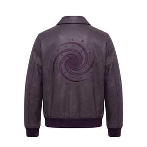 Chaqueta de Cuero y Lona Morada Personalizada, Unisex, Estilo Bomber, Estética Urbana, Abrigo Varsity Extra Grande, OEM, Nueva - Product Image 2