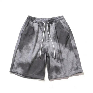 Short délavé à l'acide avec cordon de serrage pour hommes, short de survêtement vintage en coton éponge français, short délavé à l'acide personnalisé avec impression bouffante - Product Image 2