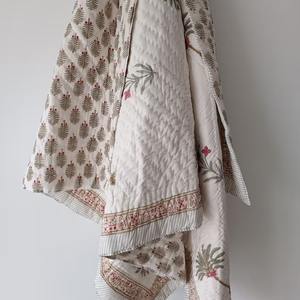 Edredón indio Reversible Jaipuri hecho a mano con estampado de bloque de mano Rajai Floral ropa de cama étnica india para decoración del hogar - Product Image 3