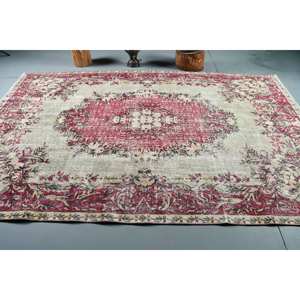 Alfombra turca vintage de 6 pies, 7x10 pies y 2 pulgadas, lana de retazos roja y verde, respetuosa con el medio ambiente, tejido plano, decoraciones para comedor - Product Image 3