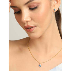 CLARA Juego de Collar y Pendientes de Plata de Ley 925 con Colgante Azul, Joyería Fina - Product Image 5