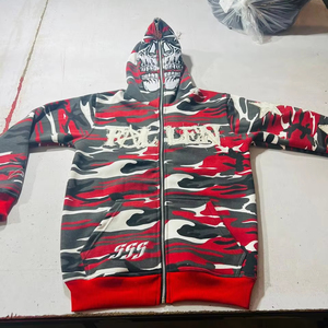 Tansy Industry Camo Fleece Sweat à capuche zippé avec logo brodé en détresse Saison d'hiver Impression en relief Prix bas - Product Image 1