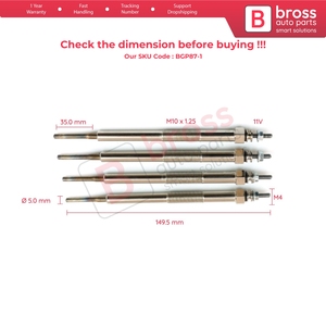 BGP87-1 4 Pieces <b>Heater</b> Glow <b>Plug</b> 11 Volt ME203539 for Pajero Montero Shogun V60 V80 Canter 35 55 - Product Image 5
