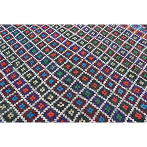 Tapis vintage 6,5x10,2 pieds, grand tapis turc, tapis marocain en laine rouge et bleu - Product Image 5