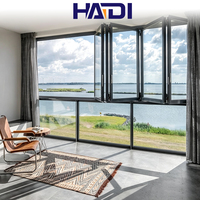Ventanas y Puertas Plegables Verticales de Vidrio Templado con Doble Acristalamiento y Certificado Nfrc de HAIDI, con Parte Superior Arqueada y Aislamiento Acústico