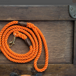 Orange Rope Dog <b>Leash</b> // Rope Dog Lead - Strong Dog <b>Leash</b> - Brass Dog <b>Leash</b> - - Product Image 1