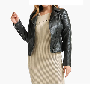 Veste en cuir véritable pour femmes avec remplissage en coton Design propre Confortable Sensation intemporelle pour s'adapter à chaque saison Garde-robe - Product Image 5