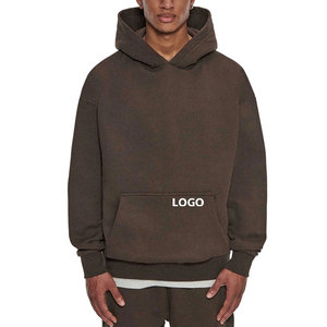 Sweat-shirts à capuche en coton lourd pour hommes de haute qualité, logo personnalisé OEM, tissu éponge, épaules tombantes, strass, écologique - Product Image 5