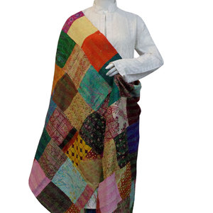 Estola Reversible de Seda y Algodón Kantha de Alta Calidad para Mujer, Hecha a Mano, Cómoda, Estilo Perfecto, en Oferta - Product Image 1