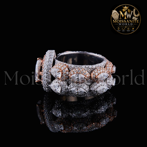 Anillo de cóctel de moissanita en oro rosa para mujer, corte de pera, gota de agua, pavé, joyería de boda - Product Image 4