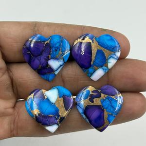 พลอยเทอร์ควอยซ์สีม่วงธรรมชาติคุณภาพสูง รูปหัวใจเรียบ สามารถปรับแต่งได้ เหมาะสำหรับทำเครื่องประดับ DIY  สามารถสั่งทำพิเศษได้ - Product Image 3