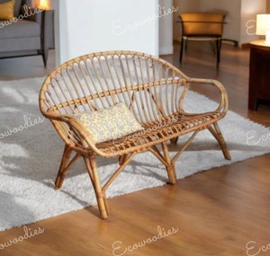 Canapé moderne 2 places de luxe écologique en bambou canapé vintage en rotin sculpté/osier pour villa parc hôtel salon - Product Image 3