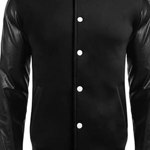 Veste universitaire décontractée pour lycéens, en cuir épais, à manches longues, avec broderie et patchwork, personnalisable en gros - Product Image 4