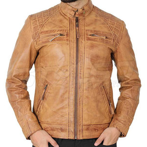 Men's Brown Polyester Breathable Waterproof Casual Moto <b>Jacket</b> Stand Collar Zipper Closure Slim Fit Winter - Product Image 1