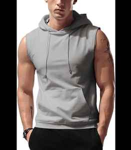 Sudadera con capucha sin mangas para hombre Camiseta sin mangas con capucha para entrenamiento de gimnasio Camiseta muscular para culturismo - Product Image 6