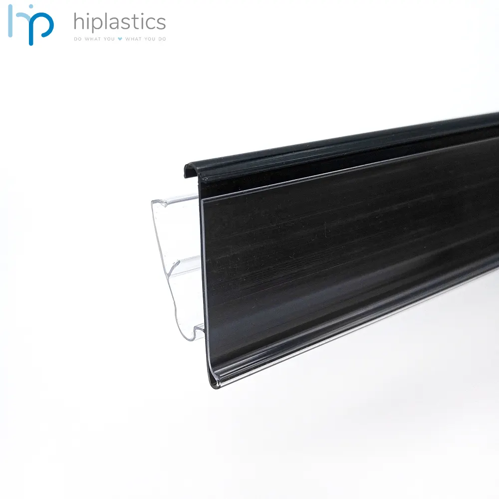 Hiplastics LST30PVC透明小売ラベル高30mm値札ホルダースーパーマーケットの金属棚用の押し出しデータストリップ