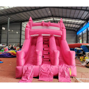 Kids Macaron Pink <b>Inflatable</b> Trampoline Jumping Castle Combo Heavy Duty PVC Outdoor Party Bouncer Slide Easy Installation - Product Image 3