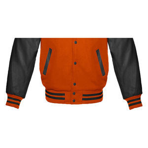 Factory Wholesale Custom Genuine Leather Varsity <b>Jacket</b> OEM Design Breathable Windproof High Quality Men Embroidery Patch Front - Product Image 3