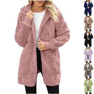 Offre Spéciale : Ensemble 3 Pièces Marron Imprimé – Manteau Hiver Décontracté à Capuche et Manches Lanterne en Velours, et Costume d'Affaires Formel - Product Image 1