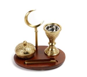 Brûleur d'encens de luxe en bois de manguier imprimé à la main Bakhoor Mubakhara diffuseur d'aromathérapie de style dame pour un usage religieux à la maison - Product Image 3