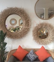 Miroir mural rond en bois de style bohème Bao Minh, décoration d'intérieur, design Art Déco abordable, Linda 4540, fabriqué au Vietnam