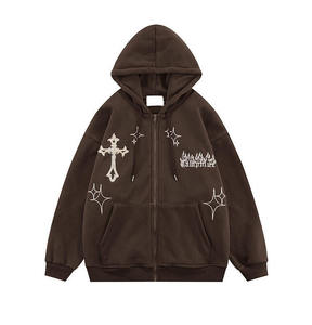 Service de conception de vêtements pour hommes Y2K, sweat-shirt à fermeture éclair intégrale, sweats à capuche pour hommes, logo personnalisé, vêtements de golf pour hommes, sweat-shirt à fermeture éclair. - Product Image 3