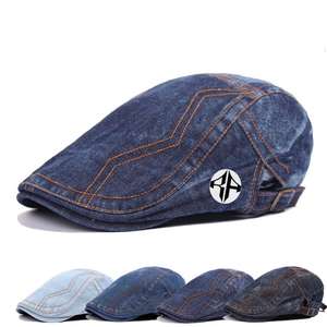 Alta calidad estilo callejero nueva moda de cuatro estaciones versión en blanco sombrero de mezclilla hombres mujeres boina clásica primavera otoño sombrero de hiedra británica - Product Image 1