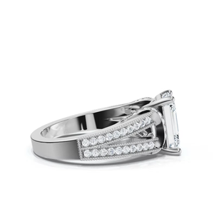 แหวนแต่งงานชุบโรเดียมมีก้านแยกเพชรสีเขียวมรกต2.75กะรัตแหวนหมั้นหรูหราทอง14K VS2สีขาวใส - Product Image 4