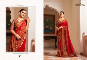 Saree en georgette douce de créateur indien et pakistanais avec une belle tenue de mariage et de fête de style traditionnel imprimé pour vêtements de mariage - Product Image 3