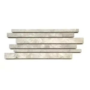 Dosseret de carreaux de sol et de mur en mosaïque à rayures assorties en marbre argenté 6x12 pouces - Product Image 1