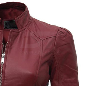 Chaqueta de cuero para mujer al mejor precio, chaqueta de cuero teñida lisa, chaqueta de cuero cómoda a la venta - Product Image 5