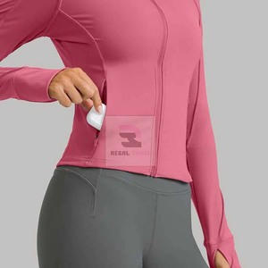 Chaquetas deportivas con cremallera para mujer al por mayor, chaqueta de yoga con logotipo personalizado - Product Image 4