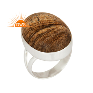 Meilleure vente en argent sterling naturel image jaspe pierres précieuses bague empilable fabricant de bijoux personnalisés - Product Image 1