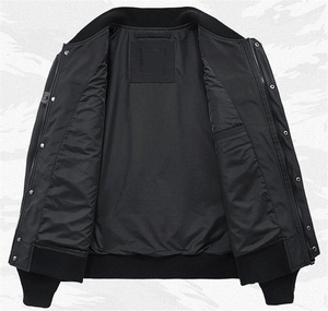 2025 moda Streetwear cremallera y bolsillos chaqueta Bomber chaquetas de bombardero de satén personalizadas al por mayor chaquetas de hombre de alta calidad - Product Image 5