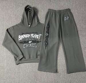 Fabricación Profesional de Alta Calidad, Sudadera con Capucha de Forro Polar 100% Algodón para Hombre, Conjunto Deportivo Estampado Cómodo para Invierno - Product Image 2