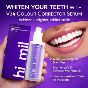 Sérum blanchissant pour les dents V34 Correcteur violet Blanchiment instantané pour les fumeurs Utilisation quotidienne Formule sûre sans peroxyde - Product Image 3