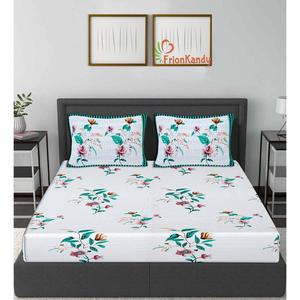Juego de Sábanas Matrimoniales de 240 Hilos con Estampado Floral Majestic en Verde Mar, con 2 Fundas de Almohada, 100% Algodón para Uso Doméstico - Juego de 3 Piezas (SHKV1028) - Product Image 5