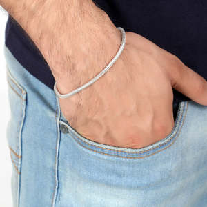 Pulsera de Serpiente CLARA de Plata de Ley 92.5 para Hombre, 8 Pulgadas, Antideslustre, con Perla de Agua Dulce y Diamante Corte Princesa, Baño de Rodio, Regalo - Product Image 4