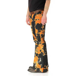 กางเกงขาบานของผู้ชายกางเกงขาบานเอวสูงปกติเอวสูงสีจางกางเกงวิ่งจ็อกเกอร์พิมพ์ลายหน้าจอวินเทจกรดบานออก - Product Image 3