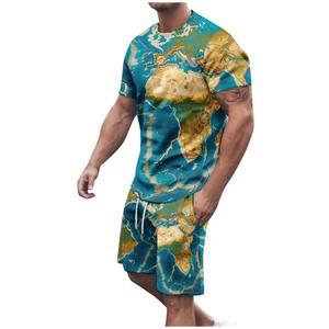 2025 Último diseño Fábrica al por mayor Logotipo personalizado Camisas de impresión digital para hombres Camiseta informal de manga corta Conjunto Doble - Product Image 2