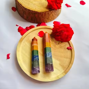 Mayorista SHIFAT Alta Calidad Siete Chakras Tallado Ágata Varita Obelisco Torre Piedra Artesanía Decorativa Feng Shui Pilar 4-6 Pulgadas - Product Image 1