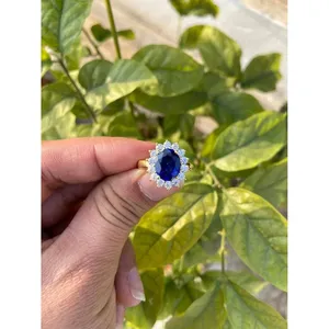 Lab-Created Blue Sapphire <b>Ring</b> 925 Sterling Silver Handmade Fine Gemstone Jewelry Wholesale Supplier - Product Image 1