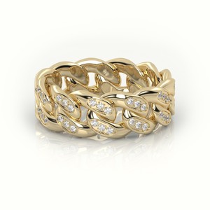 Anillo Cubano de Oro de 10k con Incrustaciones de Diamantes Cultivados en Laboratorio, Estilo Hip Hop, Certificado IGI, Éxito de Ventas - Product Image 1
