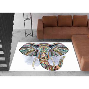 Tapis éléphant : Tapis fin antidérapant à motifs ethniques, tapis doux non tissé - Product Image 2