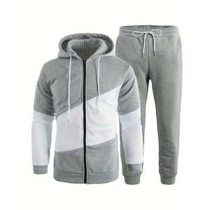 Ensemble de vêtements de sport unisexe 100% coton, respirant, uni, lourd, pantalon de jogging d'hiver, survêtement avec logo personnalisé sur le devant, en solde - Product Image 1