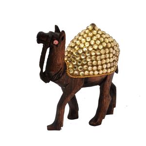 Top Quality Antique Wooden Stone Studded Camel Figuring for Home Decor Available at Wholesale Supply Wooden Camel - Product Image 2