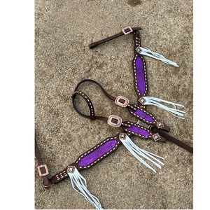 Bride de cheval réglable en cuir de crocodile et collier de poitrine avec ajustement confortable pour l'équitation - Product Image 1