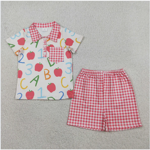 BSSO1913 Conjunto de pantalones cortos para niños Back To School Apple ABC - Product Image 2